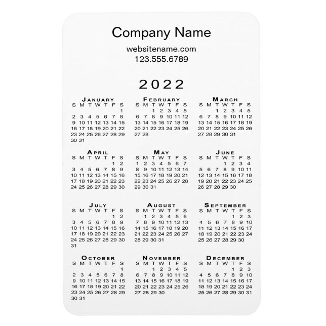 Magnet Flexible Simple 2022 Calendrier Nom de l'entreprise Informa (Vertical)