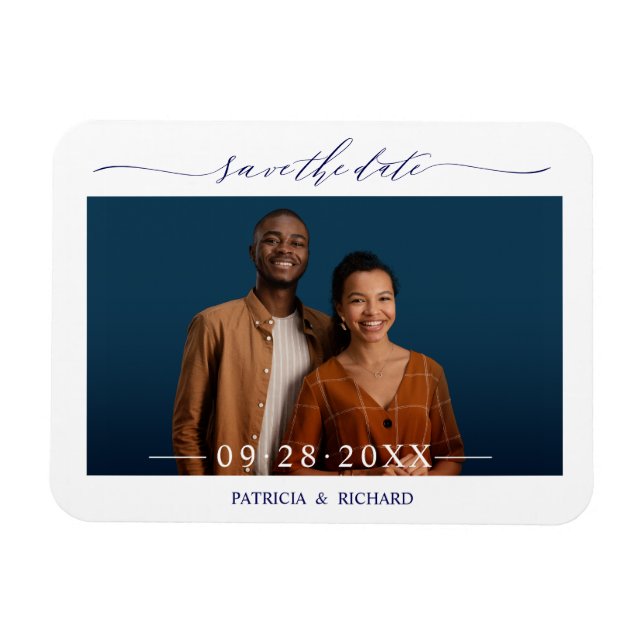Magnet Flexible Simple Chic Script Mariage Enregistrer La Date Pho (Horizontal)