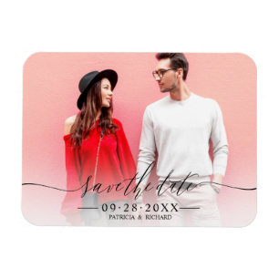 Magnet Flexible Simple Chic Script Wedding Enregistrer La Date Pho