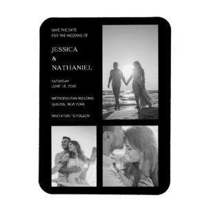 Magnet Flexible Simple Collage De Photos De Mariage Noir