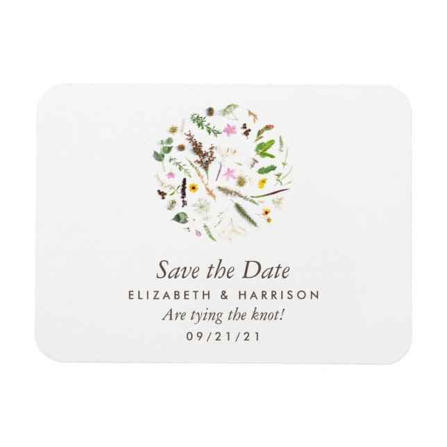 Magnet Flexible Simple Elégant Mariage de fleurs sauvages botaniqu (Horizontal)