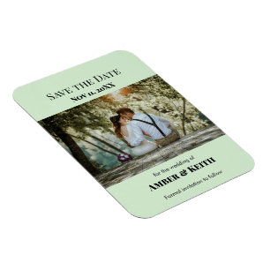 Magnet Flexible Simple Élégant Mariage Sauvegarder La Date Vert