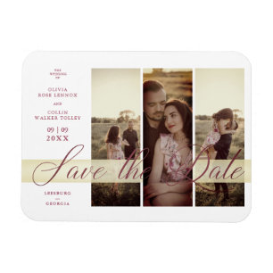 Magnet Flexible Simple Élégant Script 3 Photos Couple in Love