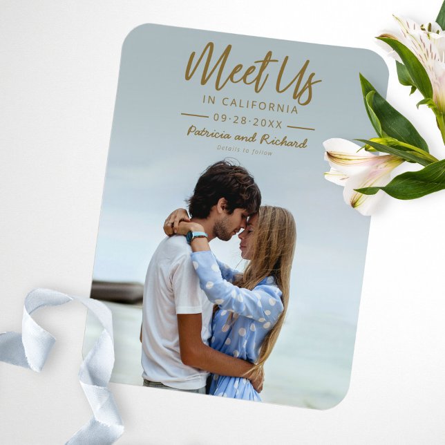 Magnet Flexible Simple Gold Script Retrouvez-Nous Dans Enregistrer (Créateur téléchargé)