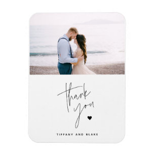 Magnet Flexible Simple Moderne Cœur Mariage Photo Merci