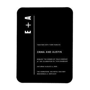 Magnet Flexible Simple moderne Gras minimaliste Initiale Mariage