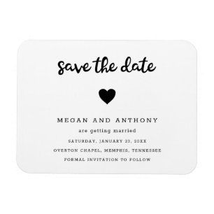 Magnet Flexible Simple Moderne Joli Cœur Mariage Enregistrer la Da