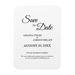 Magnet Flexible Simple noir blanc calligraphie Enregistrer la date