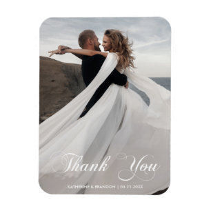 Magnet Flexible Simple Photo de Mariage Ajouter Nom & Date Merci