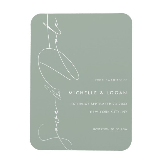 Magnet Flexible Simple Sage Vert Moderne Script manuscrit (Vertical)