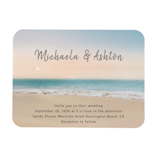 Magnet Flexible Simple Sandy Beach Wedding Invitation (Horizontal)