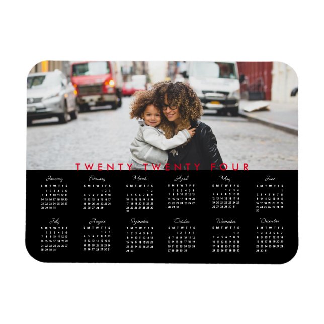 Magnet Flexible Simple Typographie tendance 2024 Calendrier photo (Horizontal)