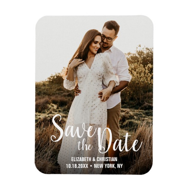 Magnet Flexible Simple White Script Engagement (Vertical)