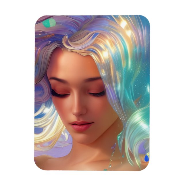 Magnet Flexible Sirène aux cheveux chatoyants (Vertical)