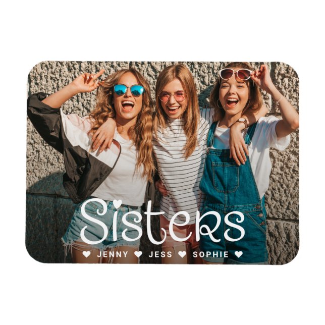 Magnet Flexible Sisters Typography Script Photo (Horizontal)