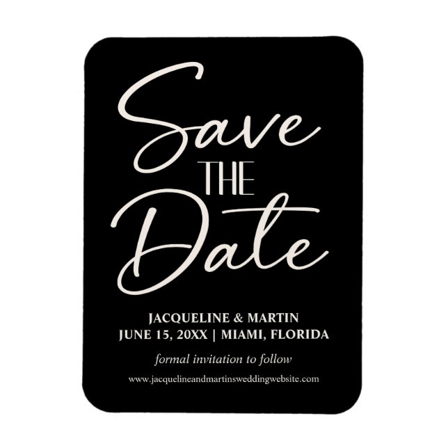 Magnet Flexible Site web de Cursive en noir blanc Mariage (Vertical)