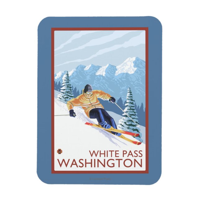 Magnet Flexible Ski de neige - White Pass, Washington (Vertical)