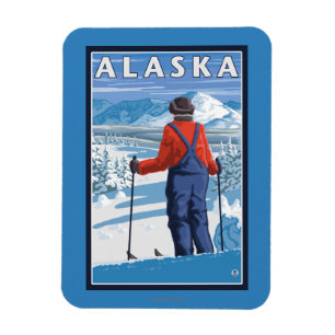 Magnet Flexible Ski en affiche de Vintage voyage de l'Alaska