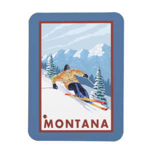 Magnet Flexible Skieur de neige de Downhhill - Montana