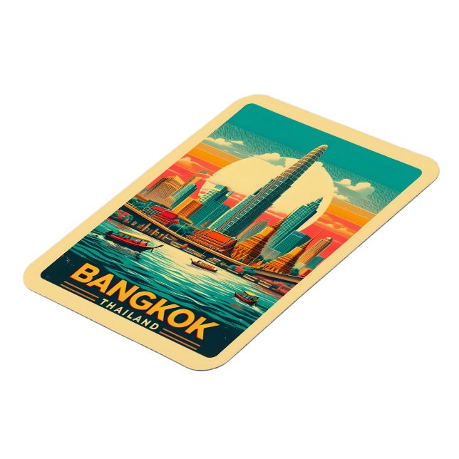 Magnet Flexible Skyline de Bangkok - Thailande cadeaux de voyage (Côté Gauche)