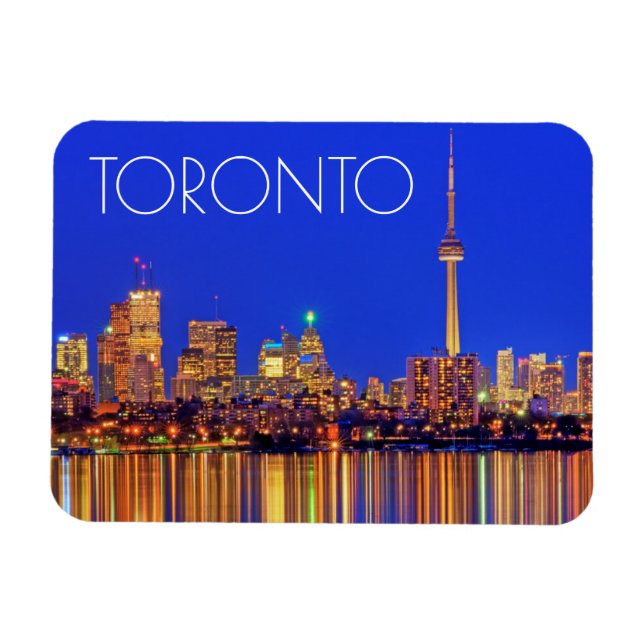 Magnet Flexible Skyline du centre-ville de Toronto la nuit (Horizontal)