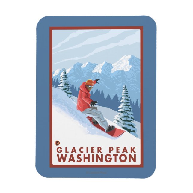 Magnet Flexible Snowboarder Scender - Glacier Peak, Washington (Vertical)
