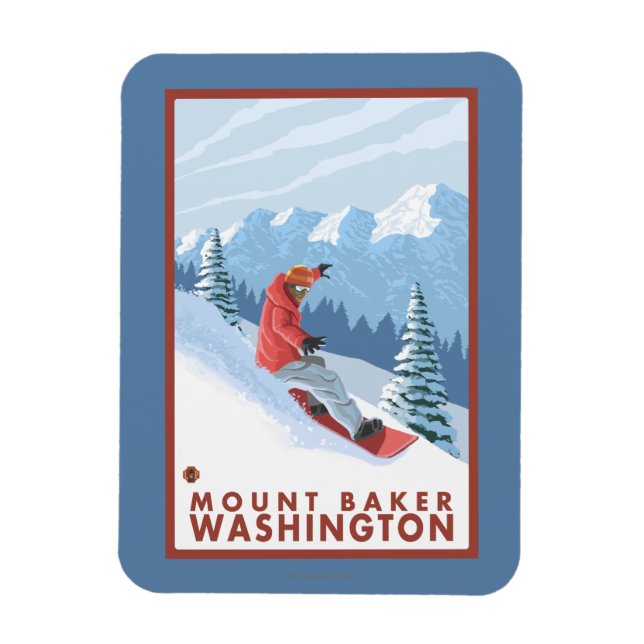 Magnet Flexible Snowboarder Scene - Mount Baker, Washington (Vertical)