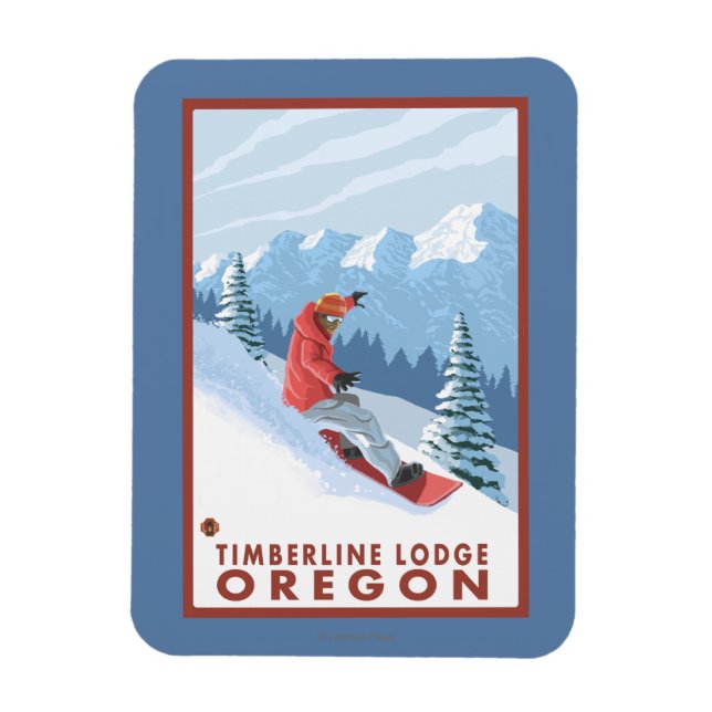 Magnet Flexible Snowboarder Scene - Timberline Lodge, Oregon (Vertical)
