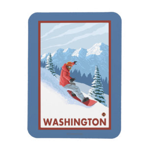 Magnet Flexible Snowboarder Scene - Washington