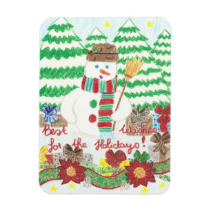Magnet Flexible Snowman avec balai Vacances aimant premium