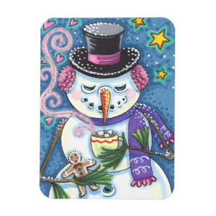 MAGNET FLEXIBLE SNOWMAN, GINGERPREAD MAN & MUG OF CHOCOLAT CHAUD