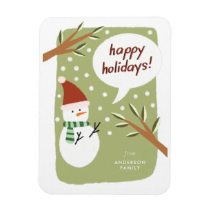Magnet Flexible Snowman moderne Joyeux voeux de vacances