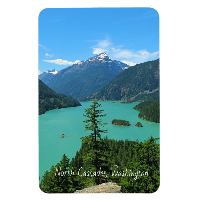 Magnet Flexible Snowy Mountain Turquoise Lake à Washington (Vertical)