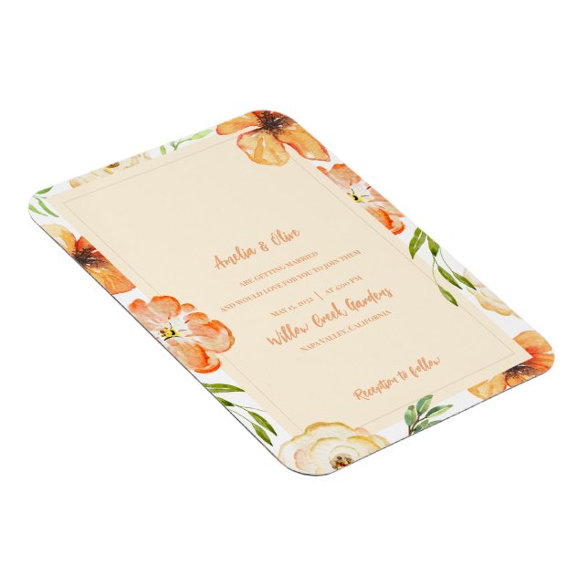 Magnet Flexible Soft Peach Floral Magnetic Wedding Invitation (Côté Droit)