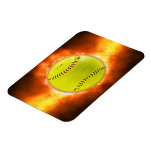Magnet Flexible Softball artistique de SlipperyJoe sur feu cadeaux
