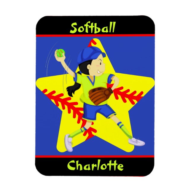 Magnet Flexible Softball Girls Star Pitcher Personnalisé (Vertical)