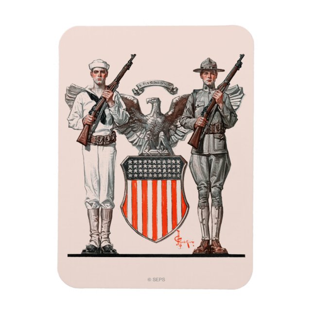 Magnet Flexible Soldat, marin et bouclier américain (Vertical)