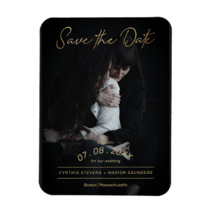 Magnet Flexible Sophisticated Golden Script Photo Mariage LGTB