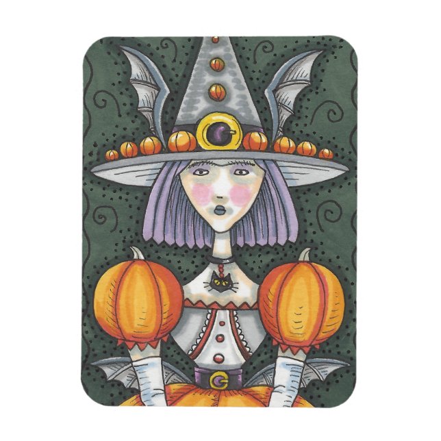 Magnet Flexible Sorcière Citrouille gothique Halloween Art populai (Vertical)