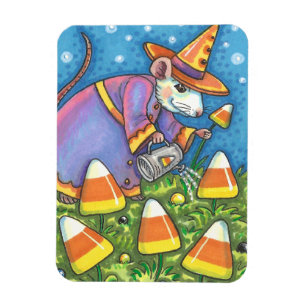 MAGNET FLEXIBLE SOURIS BLANC DANS JARDIN DE CANDY CORN, COLORÉ & C
