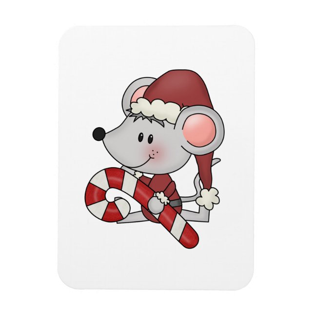 Magnet Flexible Souris de Noël avec du sucre de canne (Vertical)