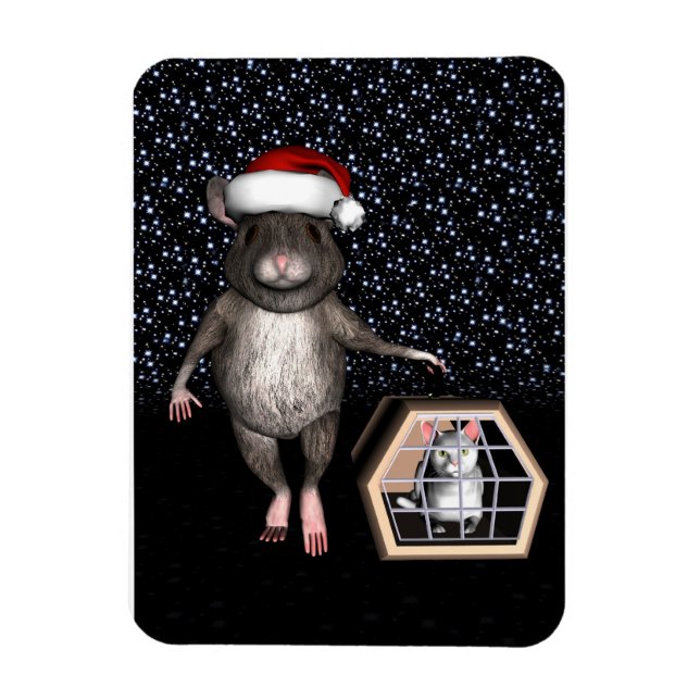 Magnet Flexible Souris drôle du Père Noël (Vertical)