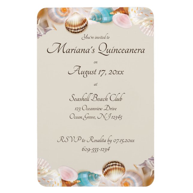 Magnet Flexible Sous la frontière Sea Quinceanera Party Seashells (Vertical)