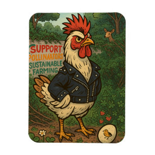 Magnet Flexible Soutenez les pollinisateurs avec un coq cool en ve