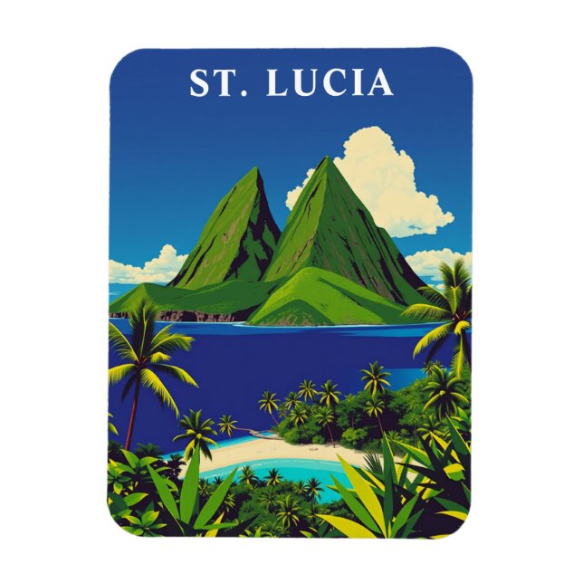 Magnet Flexible Souvenir de voyage de l'île des Caraïbes Sainte-Lu (Vertical)