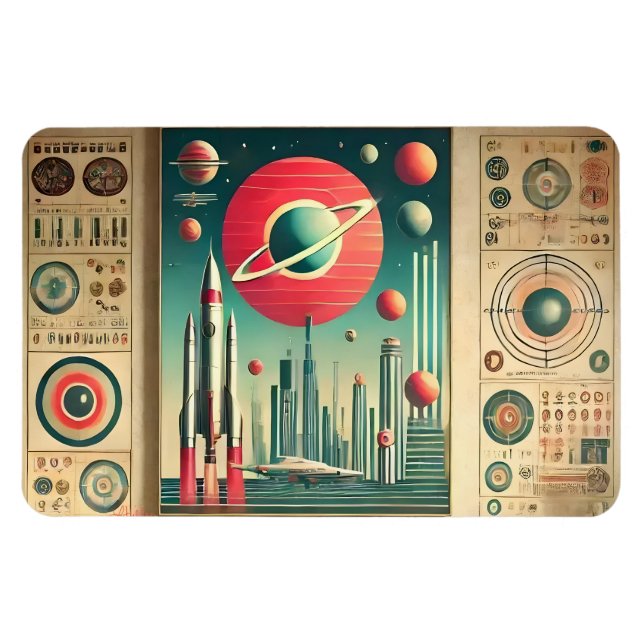 Magnet Flexible Space Age Interplanetary Coordinates Alien Relic (Horizontal)