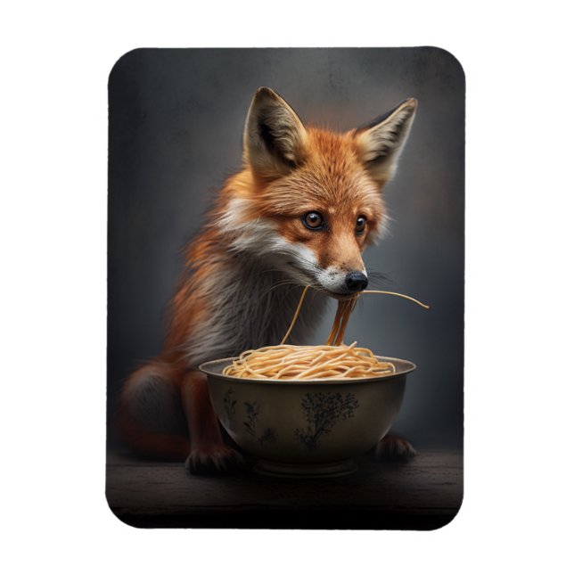 Magnet Flexible Spaghetti mangeant de Renard Rouge (Vertical)