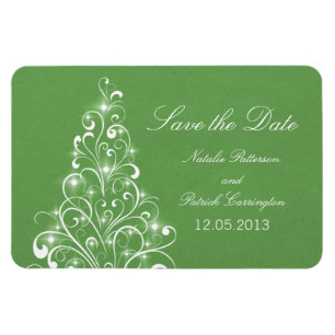 Magnet Flexible Sparkly Holiday Tree Save the Date Magnet, Green