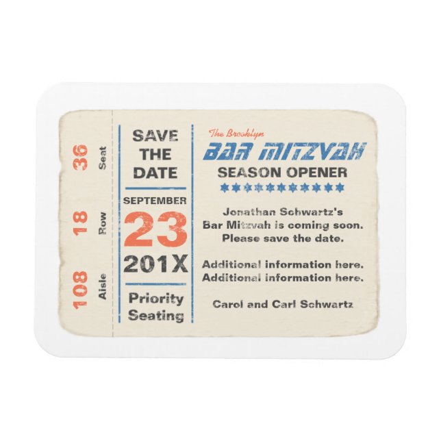 Magnet Flexible Sports Star Bar Mitzvah Enregistrer la carte Date  (Horizontal)
