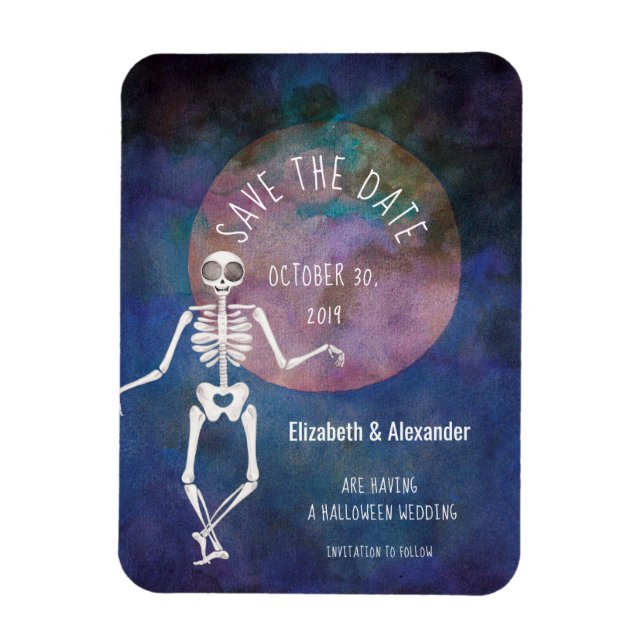 Magnet Flexible Squelette/ Mariage Halloween /Enregistrer la date (Vertical)